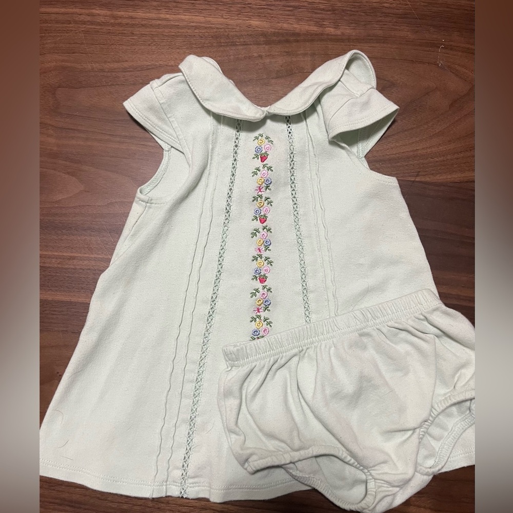 Vintage Floral Embroidered Baby Dress with Bloomers